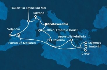 Taliansko, Francúzsko, Španielsko, Grécko z Civitavechie na lodi Costa Pacifica
