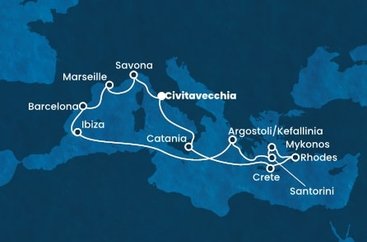 Taliansko, Grécko, Španielsko, Francúzsko z Civitavechie na lodi Costa Fortuna