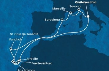 Taliansko, Španielsko, Portugalsko, Francúzsko z Civitavechie na lodi Costa Fascinosa