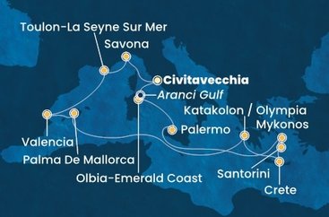 Taliansko, Francúzsko, Španielsko, Grécko z Civitavechie na lodi Costa Pacifica