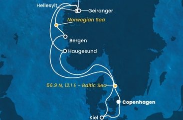 Dánsko, , Nórsko, Nemecko z Kodaně na lodi Costa Diadema