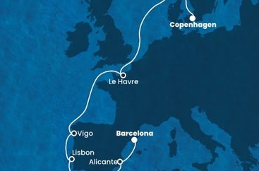 Dánsko, Nórsko, Francúzsko, Španielsko, Portugalsko z Kodaně na lodi Costa Diadema