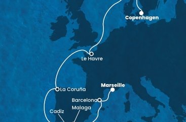 Dánsko, Nórsko, Francúzsko, Španielsko z Kodaně na lodi Costa Diadema