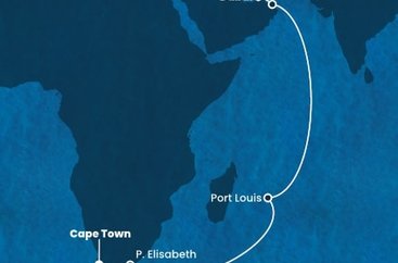 Juhoafrická republika, Maurícius, Omán, Spojené arabské emiráty z Kapského Mesta na lodi Costa Smeralda