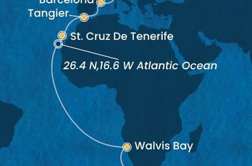 Juhoafrická republika, Namíbia, Španielsko, Maroko, Taliansko z Kapského Mesta na lodi Costa Smeralda
