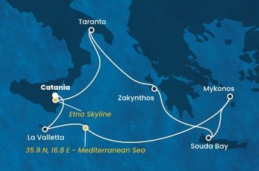 Taliansko, , Grécko, Malta z Katánie na lodi Costa Fascinosa