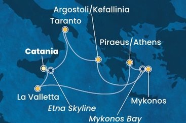 Taliansko, Kefalonie, Grécko, Malta z Katánie na lodi Costa Fascinosa
