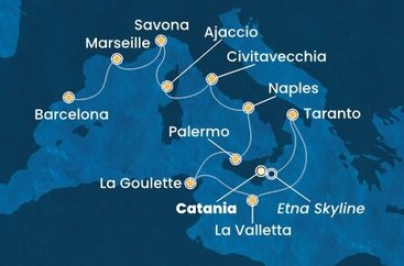 Taliansko, Malta, Tunisko, Francúzsko, Španielsko z Katánie na lodi Costa Fascinosa