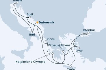 Chorvátsko, Taliansko, Grécko, Turecko z Dubrovníka na lodi Costa Deliziosa