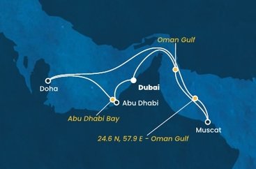 Spojené arabské emiráty, , Katar, Omán z Dubaja na lodi Costa Smeralda