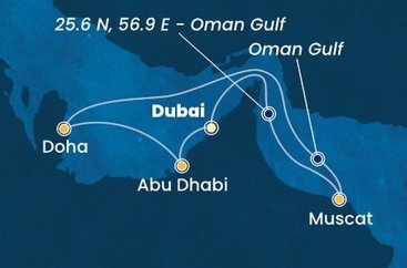 Spojené arabské emiráty, Omán, Katar z Dubaja na lodi Costa Smeralda