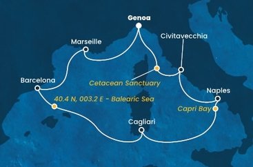 Taliansko, Francúzsko, Španielsko,  z Janova na lodi Costa Smeralda