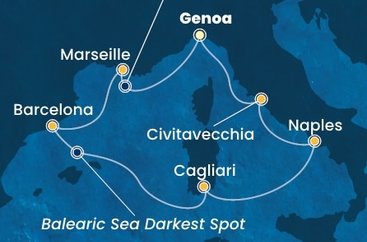Taliansko, Francúzsko, Španielsko, Sardínia z Janova na lodi Costa Toscana