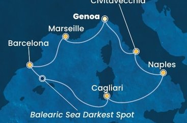 Taliansko, Francúzsko, Španielsko, Sardínia z Janova na lodi Costa Toscana