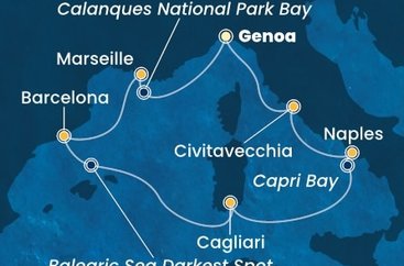 Taliansko, Francúzsko, Španielsko, Sardínia z Janova na lodi Costa Toscana