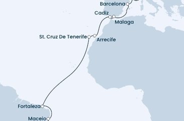 Taliansko, Francúzsko, Španielsko, Brazília z Janova na lodi Costa Diadema