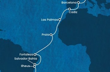 Taliansko, Španielsko, Kapverdy, Brazília z Janova na lodi Costa Diadema