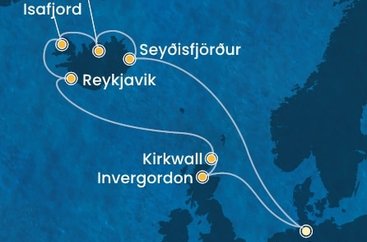 Nemecko, Island, Veľká Británia z Hamburgu na lodi Costa Favolosa