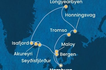 Nemecko, Nórsko, Island z Hamburgu na lodi Costa Favolosa