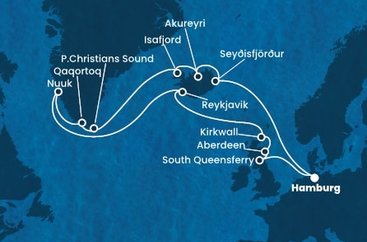 Nemecko, Island, Autonomní oblast Dánska, Veľká Británia z Hamburgu na lodi Costa Favolosa