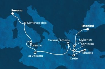 Turecko, Grécko, Malta, Taliansko z Istanbulu na lodi Costa Fortuna