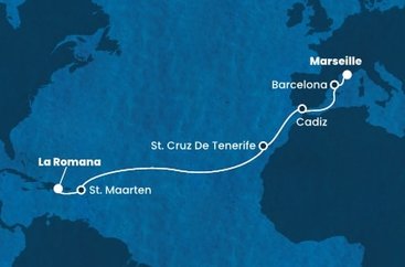 Dominikánska republika, Svatý Martin, Španielsko, Francúzsko z La Romany na lodi Costa Fascinosa