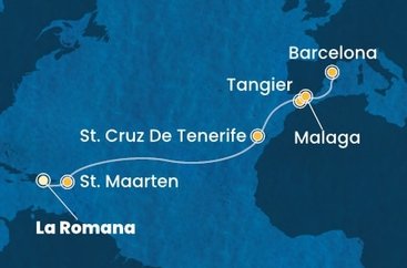 Dominikánska republika, Svatý Martin, Španielsko, Maroko z La Romany na lodi Costa Fascinosa