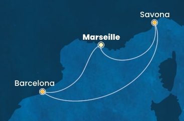 Francúzsko, Španielsko, Taliansko z Marseille na lodi Costa Toscana