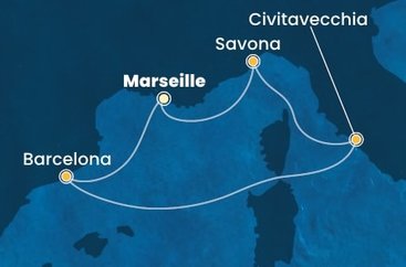 Francúzsko, Španielsko, Taliansko z Marseille na lodi Costa Smeralda