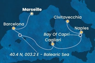 Francúzsko, Španielsko, Taliansko z Marseille na lodi Costa Smeralda
