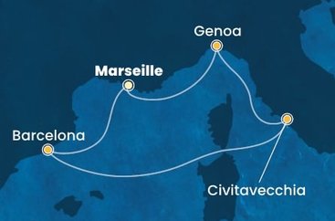 Francúzsko, Španielsko, Taliansko z Marseille na lodi Costa Toscana