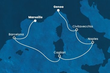 Francúzsko, Španielsko, Taliansko z Marseille na lodi Costa Smeralda