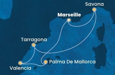 Francúzsko, Taliansko, Španielsko z Marseille na lodi Costa Diadema