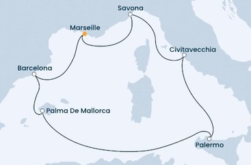 Francúzsko, Španielsko, Taliansko z Marseille na lodi Costa Smeralda
