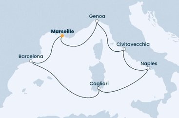 Francúzsko, Španielsko, Taliansko z Marseille na lodi Costa Toscana