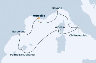 Francúzsko, Taliansko, Španielsko z Marseille na lodi Costa Diadema
