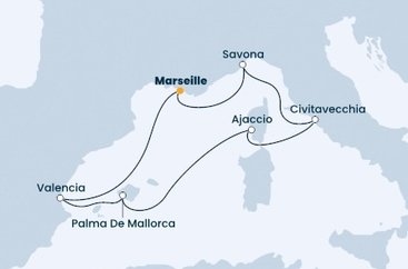 Francúzsko, Taliansko, Španielsko z Marseille na lodi Costa Diadema