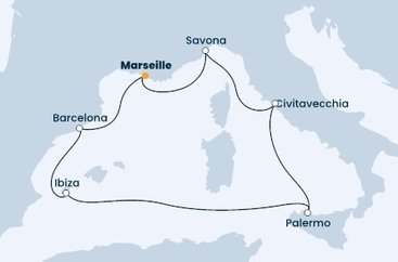 Francúzsko, Španielsko, Taliansko z Marseille na lodi Costa Toscana