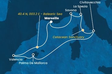 Francúzsko, Taliansko, , Španielsko z Marseille na lodi Costa Pacifica