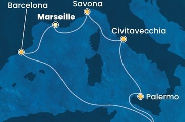 Francúzsko, Španielsko, Malta, Taliansko z Marseille na lodi Costa Pacifica