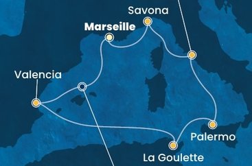 Francúzsko, Španielsko, Tunisko, Taliansko z Marseille na lodi Costa Pacifica