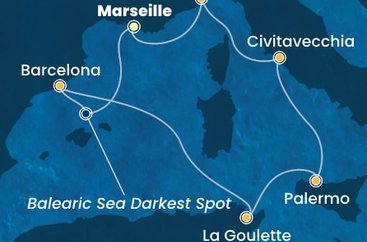 Francúzsko, Španielsko, Tunisko, Taliansko z Marseille na lodi Costa Pacifica