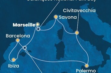 Francúzsko, Španielsko, Taliansko z Marseille na lodi Costa Smeralda