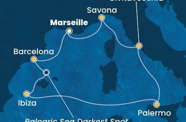 Francúzsko, Španielsko, Taliansko z Marseille na lodi Costa Smeralda