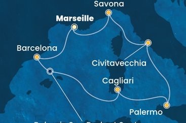 Francúzsko, Španielsko, Taliansko z Marseille na lodi Costa Smeralda