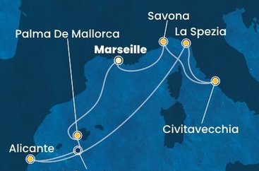 Francúzsko, Španielsko, Taliansko z Marseille na lodi Costa Pacifica