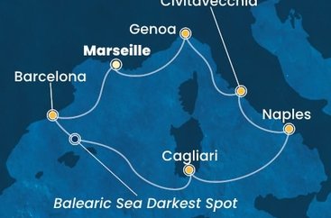 Francúzsko, Španielsko, Sardínia, Taliansko z Marseille na lodi Costa Toscana