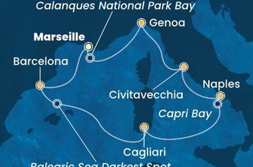 Francúzsko, Španielsko, Sardínia, Taliansko z Marseille na lodi Costa Toscana