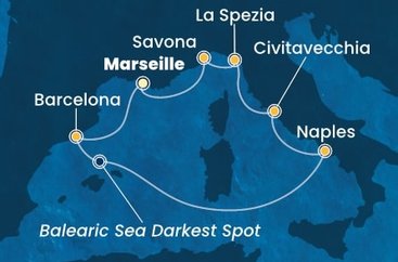 Francúzsko, Španielsko, Taliansko z Marseille na lodi Costa Toscana