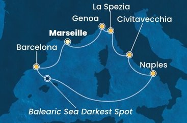 Francúzsko, Španielsko, Taliansko z Marseille na lodi Costa Toscana